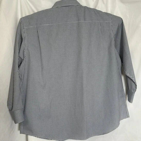 Tasso Elba Non Iron Dress Shirt Mens XXL 18.5 34/35 Blue White Check Cotton - Picture 2 of 4